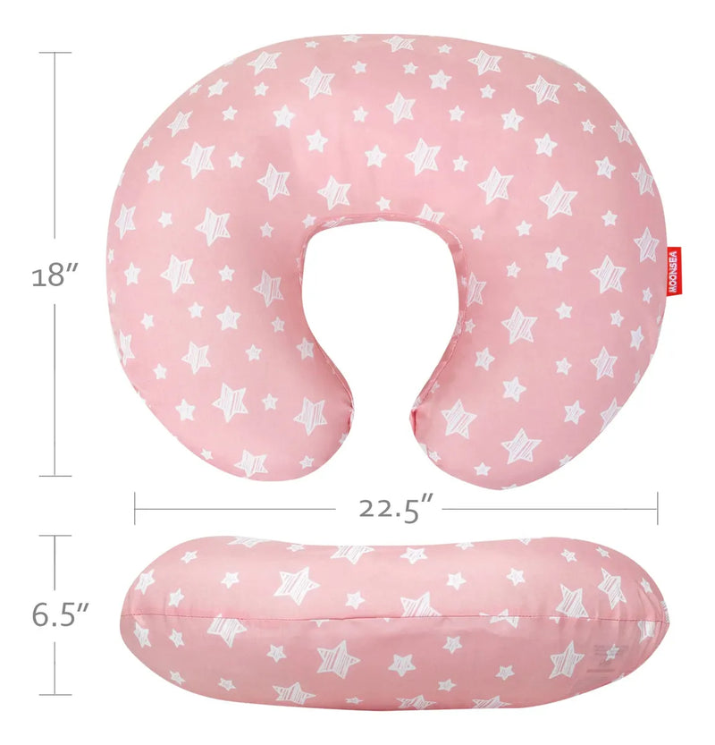 Funda De Almohada De Lactancia Rosa Con Estampado De Estrell