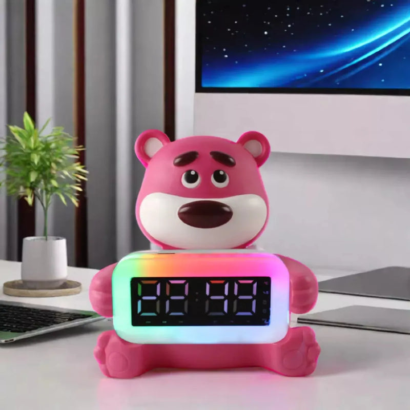 Reloj Radio Parlante Altavoz Bluetooth Iluminación Led Rgb Rosado Blanco