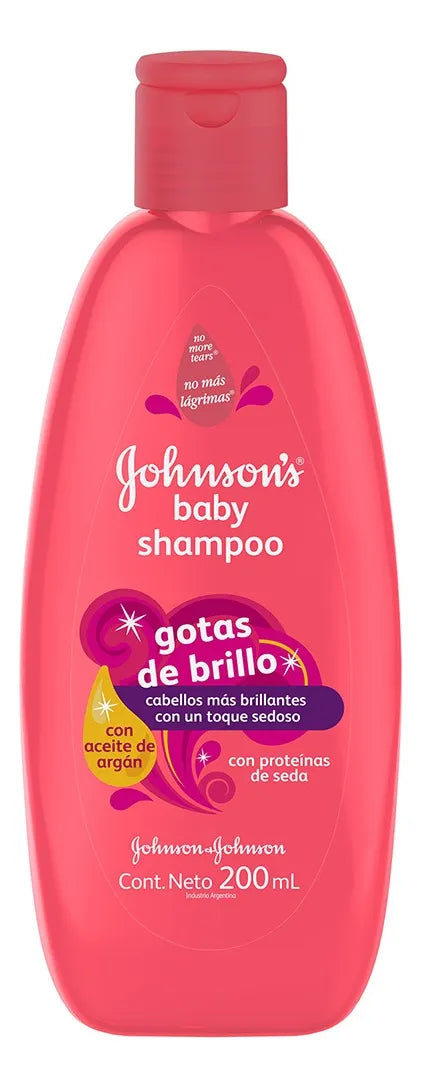Shampoo Johnson's Baby Gotas de Brillo de aceite de argán en botella de 200mL por 1 unidad