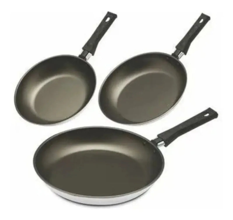 Juego Sartenes Imusa X 3 Piezas 18-20-24 Cm Antiadherente Negro
