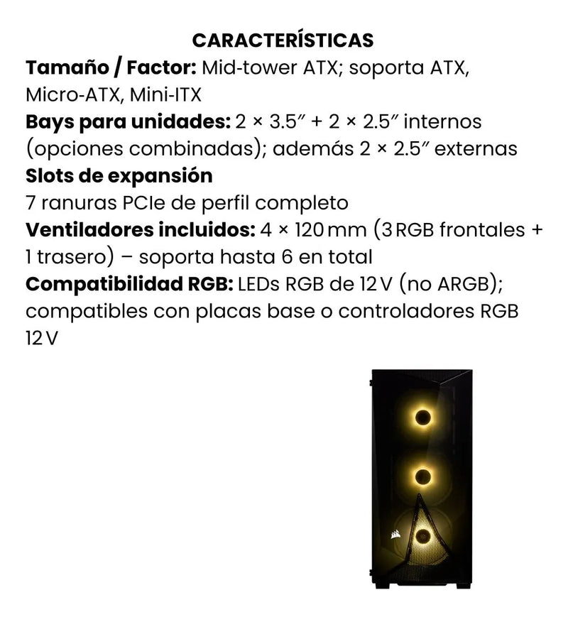Chasis Corsair Spec Delta Con Fuente Cv 650 Plus Bronze Negro
