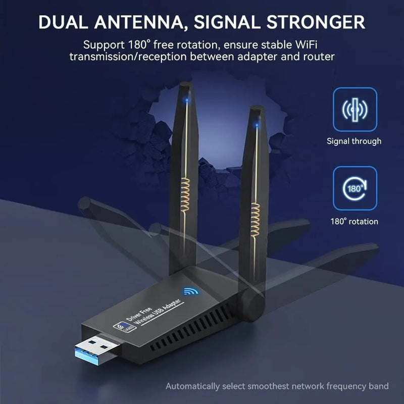 Adaptador Wifi 5ghz Usb 3.0 Dual 5g 1300mbps + Bluetooth 5.0
