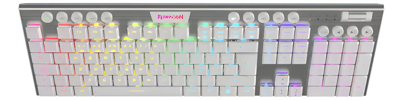 Teclado Gamer Redragon K619w Horus Fs Blanco Cable Red Sp F Idioma Español Latinoamérica Color Del Teclado Blanco
