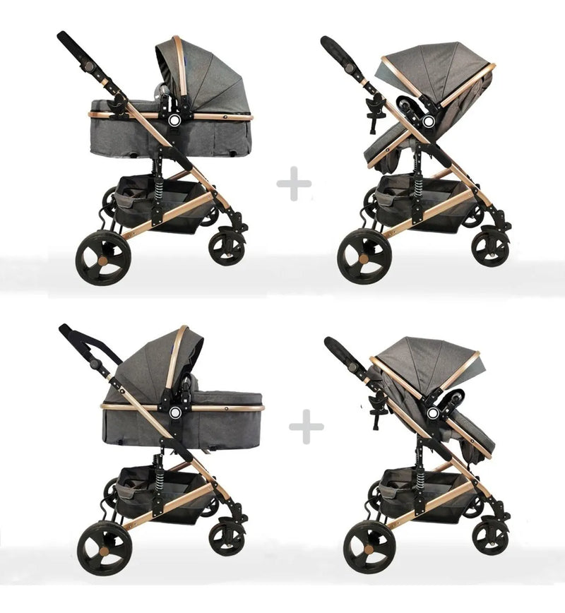 Coche Bebe Moisés Happy Baby Fj Color Gris