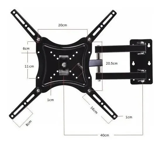 Soporte Base Pared Tv Lcd Led Base 14 Hasta 55 '' 50kg Full Negro