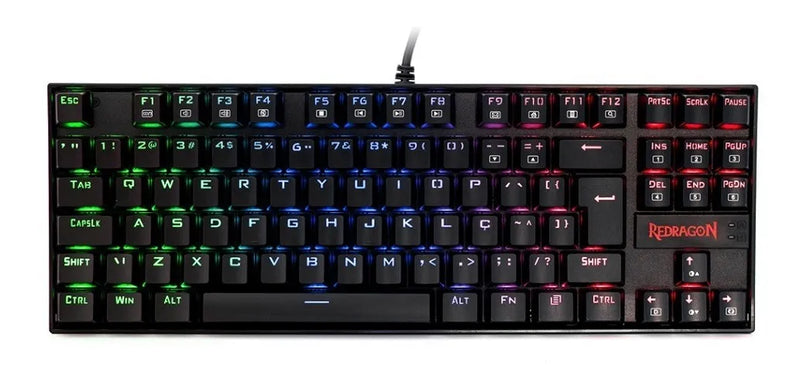 Teclado Redragon Kumara QWERTY Outemu Blue español latinoamérica color negro con luz RGB