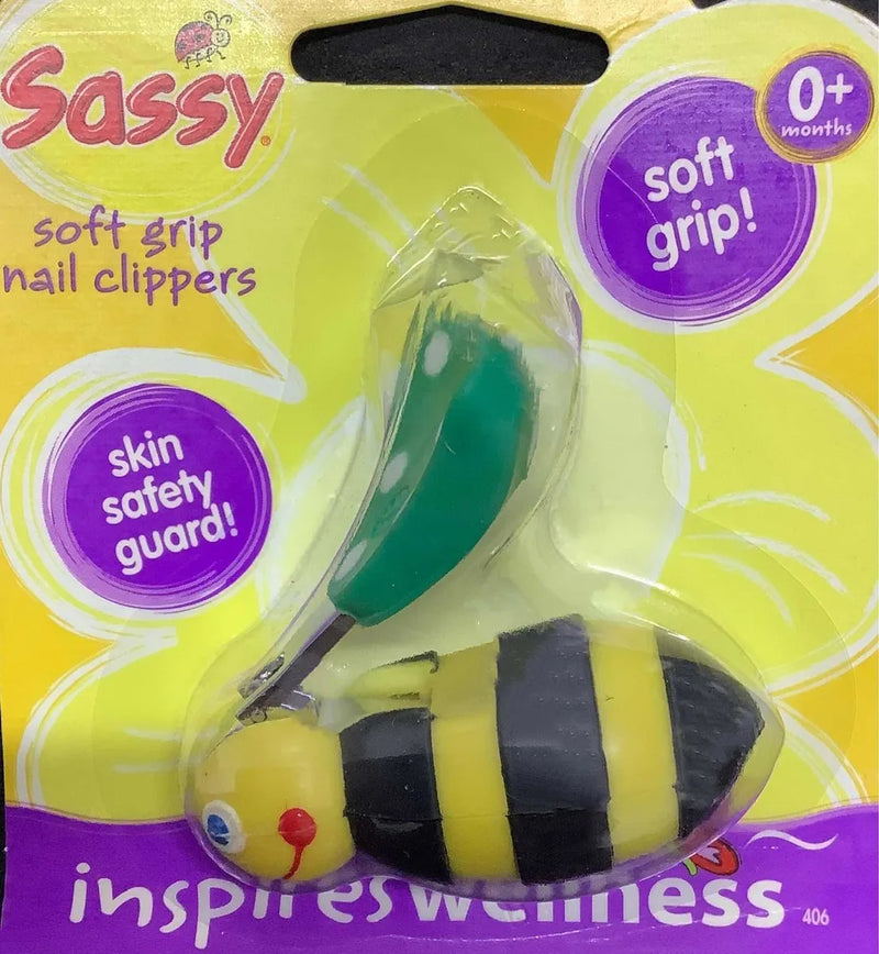 Cortaúñas Para Bebe En Forma Abeja Sassy Ref. 406 Seguro Amarillo Con Negro
