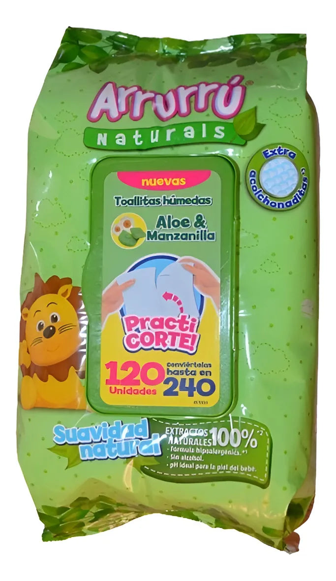 Toallitas Humedas Arrurrú Aloe & Manzanilla 120 Und
