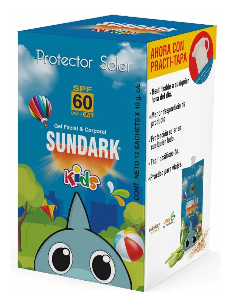Protector Solar Arawak Sundark Kids Spf 60 Sachet 10 Caja 12