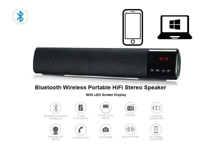 Barra Sonido Bluetooth Parlante 40cm Recargable Usb Fm Led Varios