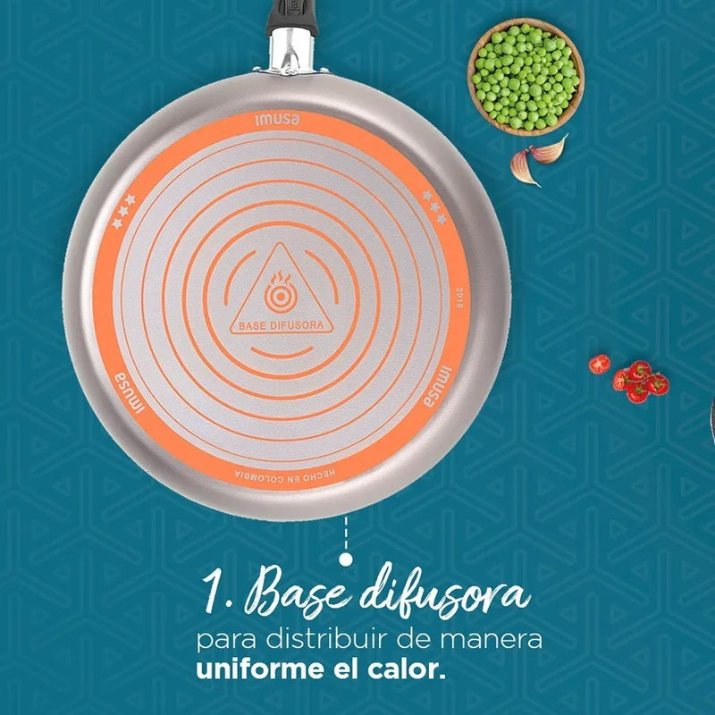 Wok Mas 24cm Tapa Vidrio A/a Imusa Talent 5861029272 Color Gris