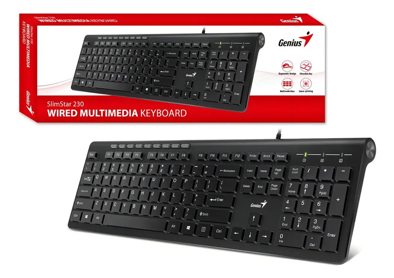 Teclado Genius Slimstar 230 Usb Alambrico Negro