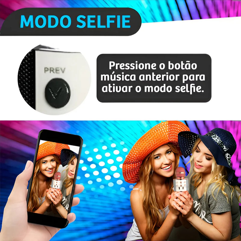 Micrófono de karaoke Bluetooth recargable inalámbrico plateado