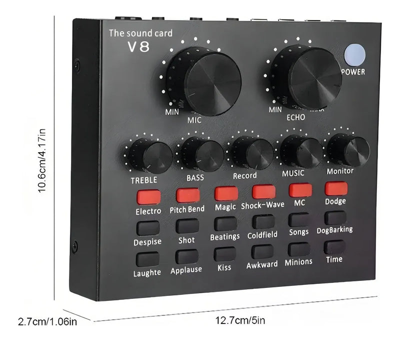 Interfaz de audio Live Sound Card V8 negra