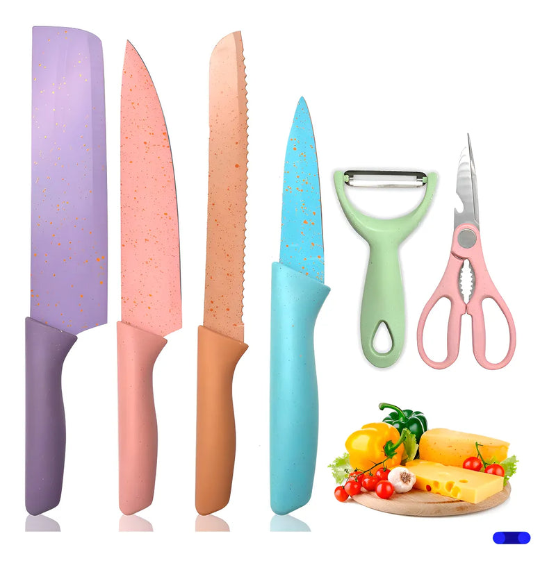 Set De Cuchillos 6 Piezas Cuchillos Cocina Cuchillería Color Color Pasteles
