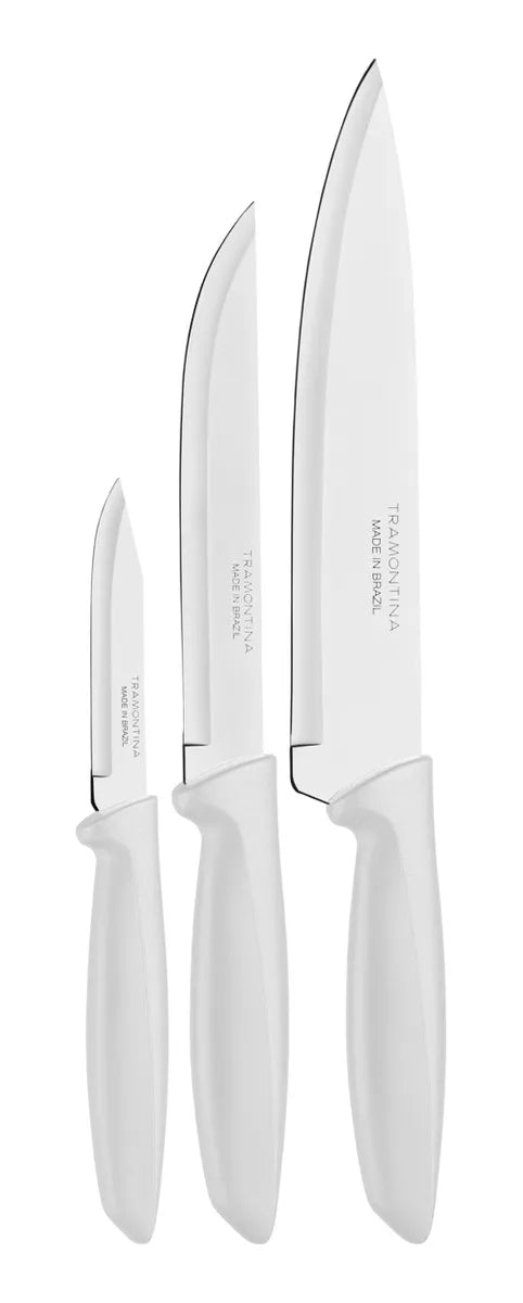Juego De Cuchillos Kit X3 Tramontina Original Inoxidables Blanco