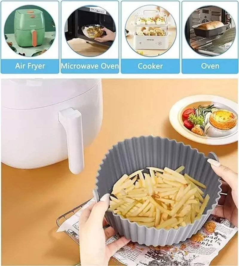 Canastilla Silicona Olla Freidora Air Fryer Reutilizable Blanco