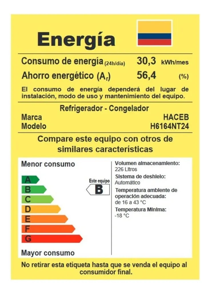 Nevera Haceb No Frost 243 Litros Manija Integrada- Titanio