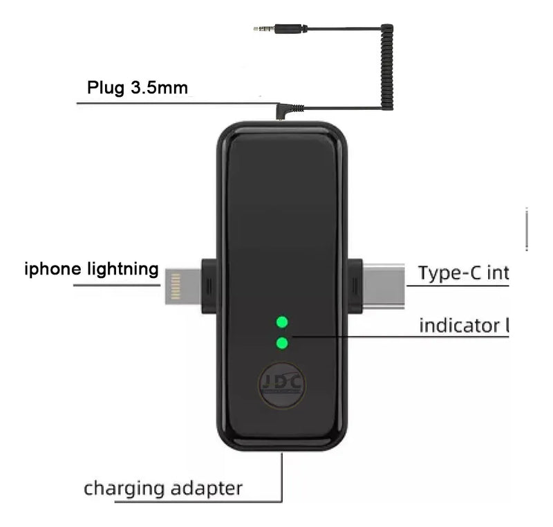 Microfono Sx31 De Solapa Inalambrico Para Celular Tipo C I Negro