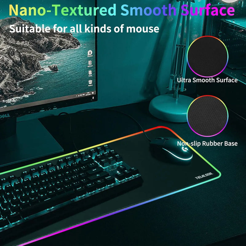 Pad Mause Gamer Rgb Largo 80 X 30cm X 4mm Color Negro