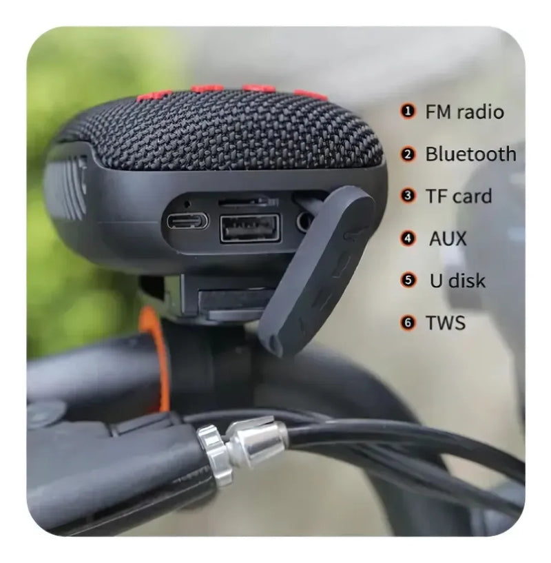 Altavoz Parlante Bluetooth Portátil Bicicleta Impermeable Negro