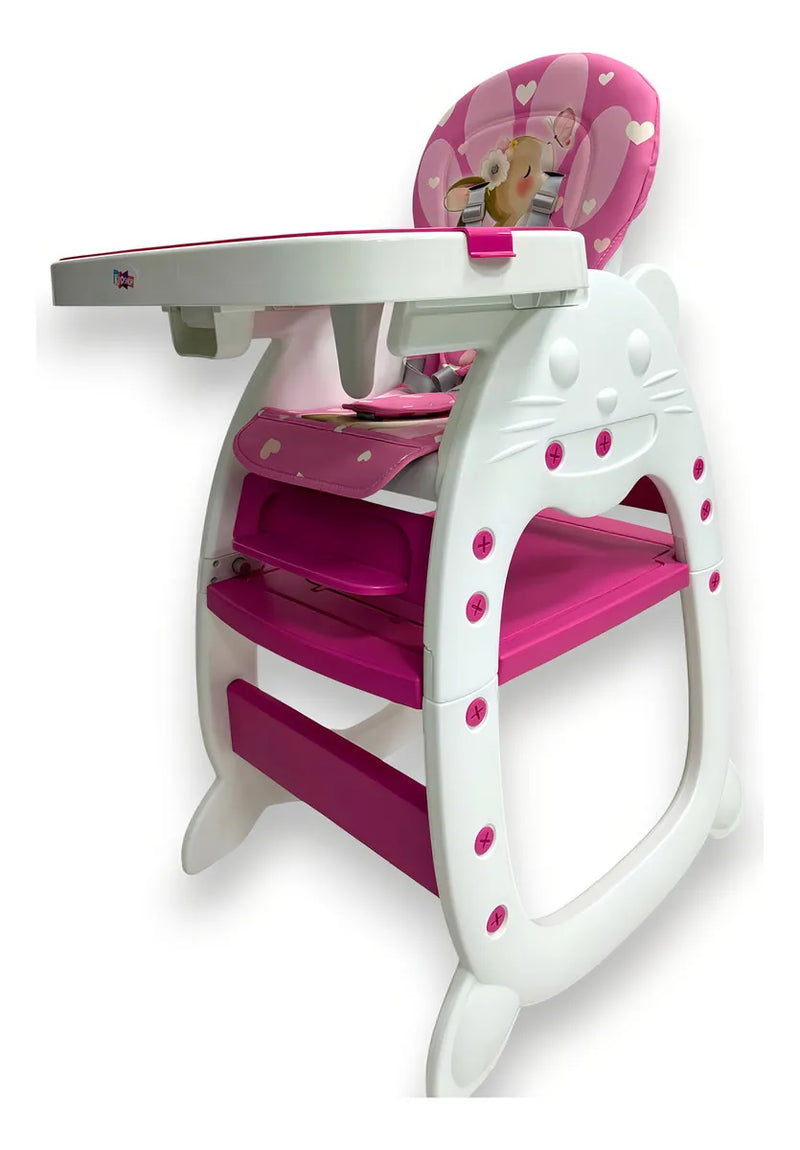Silla De Comer De Bebe Bebesunita 3 En 1 Comedor Escritorio Mecedor Color Rosa Chicle Conejo