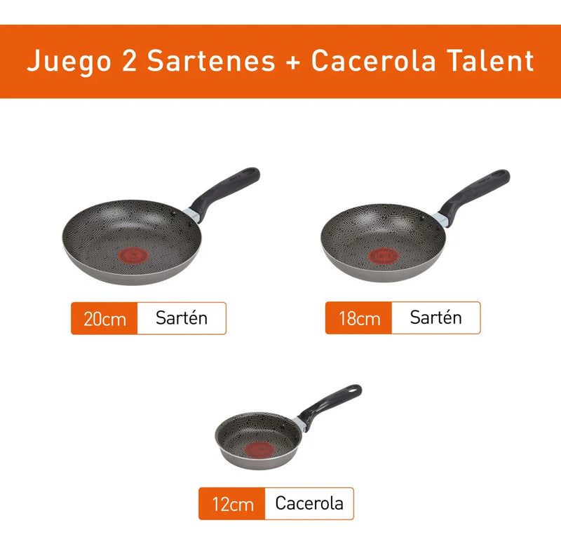 Set De Sartenes Imusa Talent 12, 18 Y 20cm Color Gris