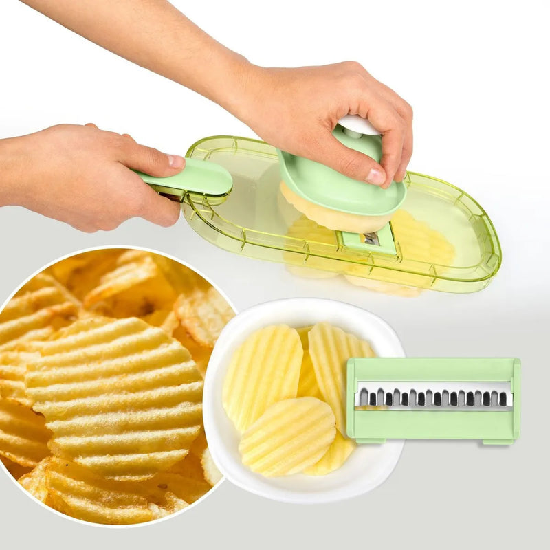 Rallador Y Pelador De Cocina Con Protector 6 En 1 Chefmaster Verde