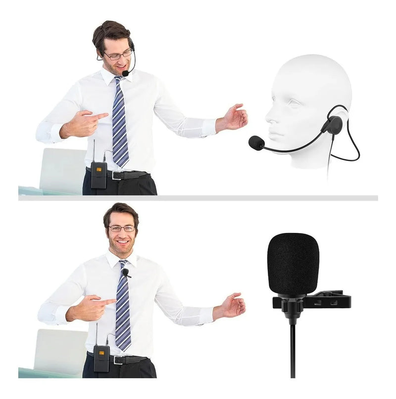 Fifine K037b con micrófono de solapa y auriculares de color negro