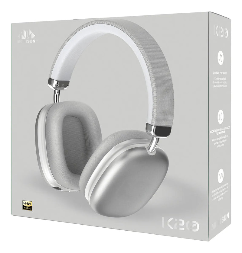 Audífonos Bluetooth Inalámbricos Movisun K20 Diadema Color Plateado