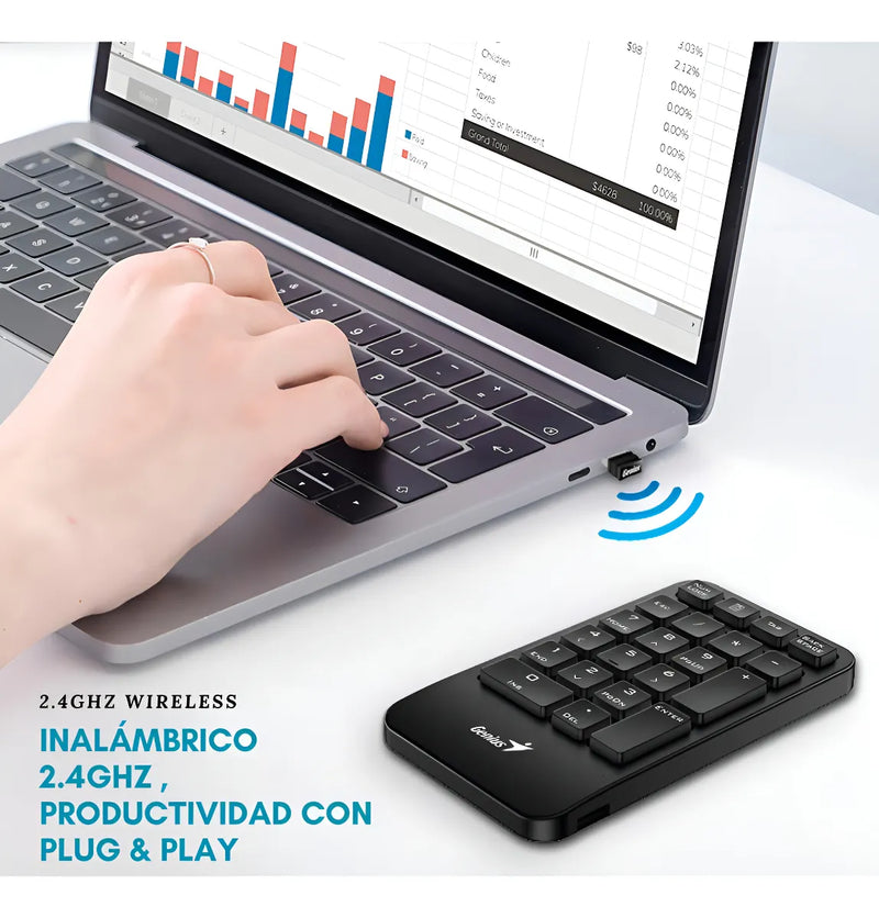 Teclado Numerico Inalambrico Para Pc O Notebook Genius 1000 Teclado Negro Idioma Español Latinoamérica