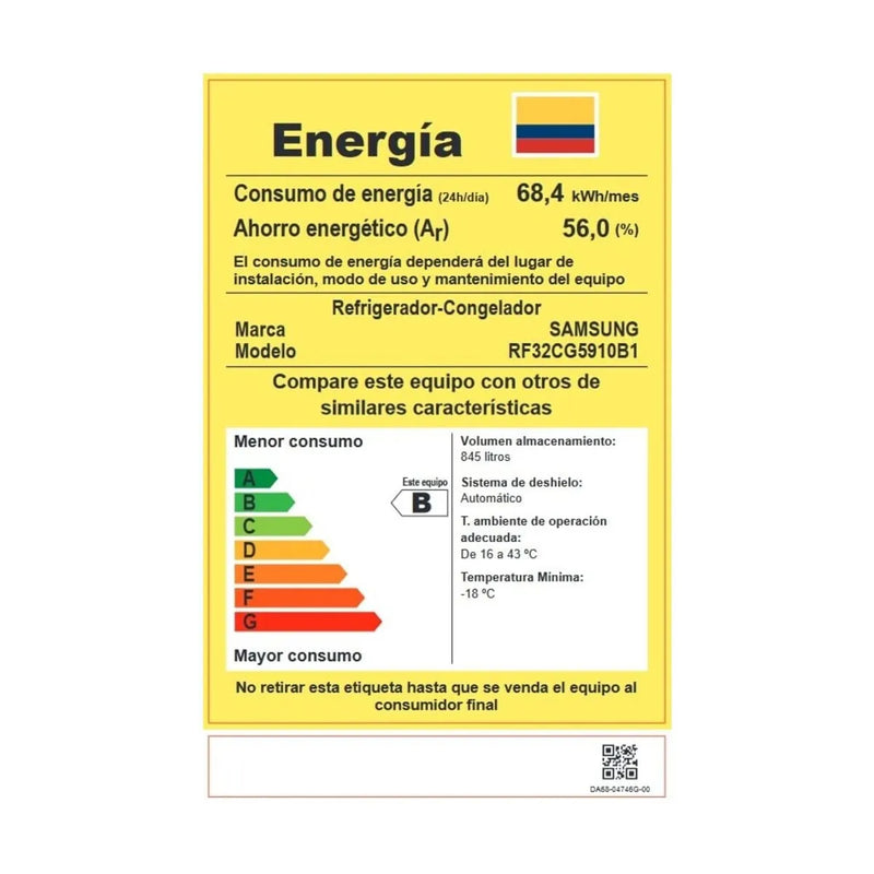 Nevecon Samsung 845 Lt French Door Negro | Rf32cg5910b1/co