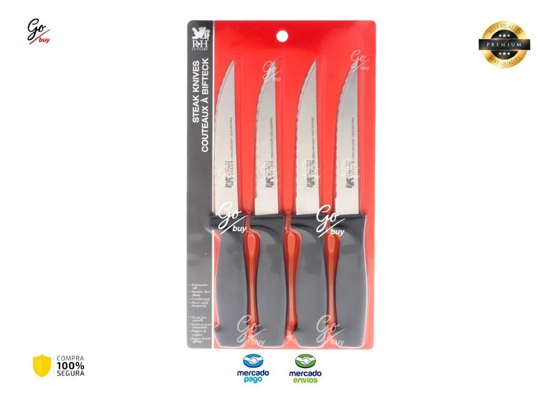 Juego De Cuchillos X4 De Mesa Leme Negro Acero Inoxidable