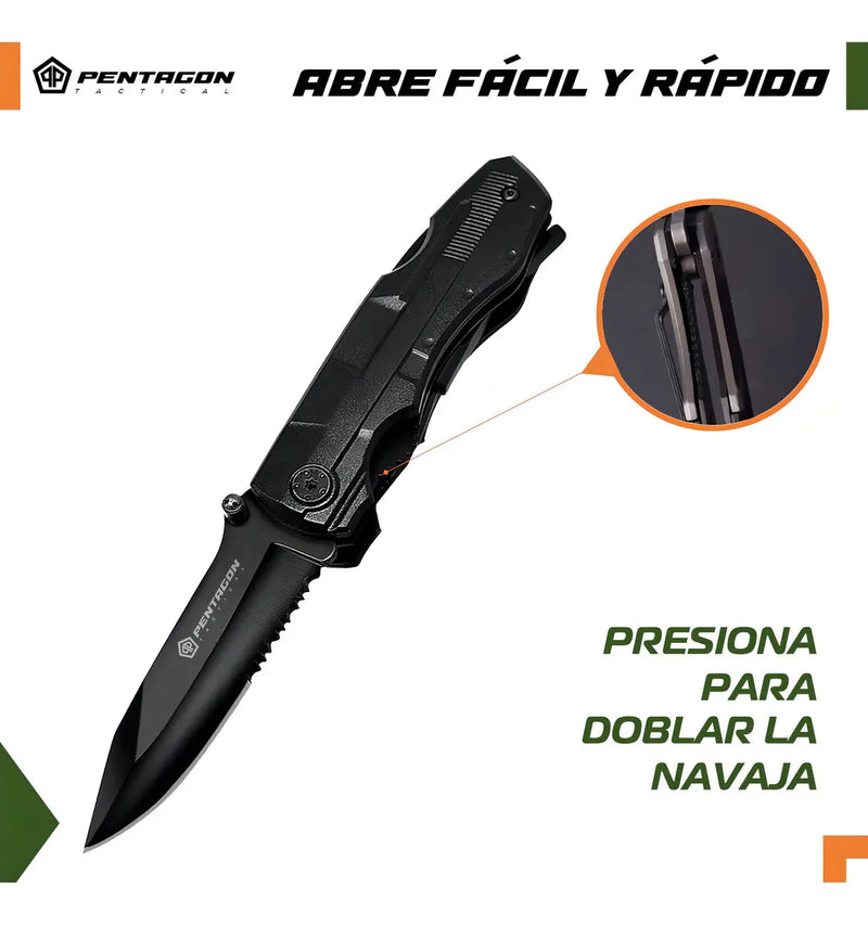 Cuchillo Tactico Navaja Multiherramienta Pentagon Camping
