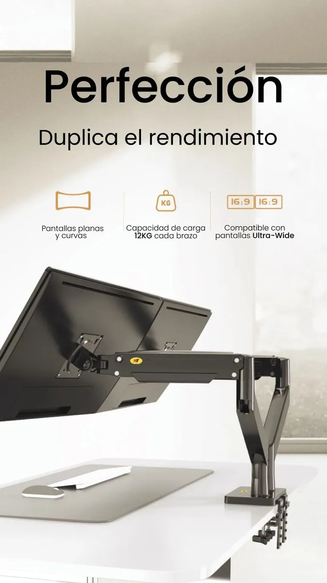 Soporte Brazo Monitor Para 2 Pantallas Lcd Led Escritorio Gris Oscuro
