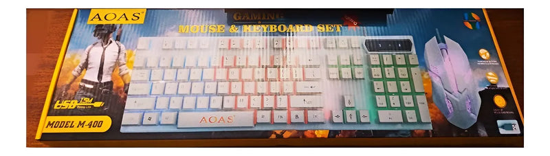Mouse Y Teclado Gamer Rgb Aoas M-400 Blanco