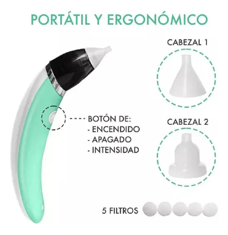 Aspirador Nasal Bebes, Saca Mocos, Extractor Eléctrico Rosa Blanco