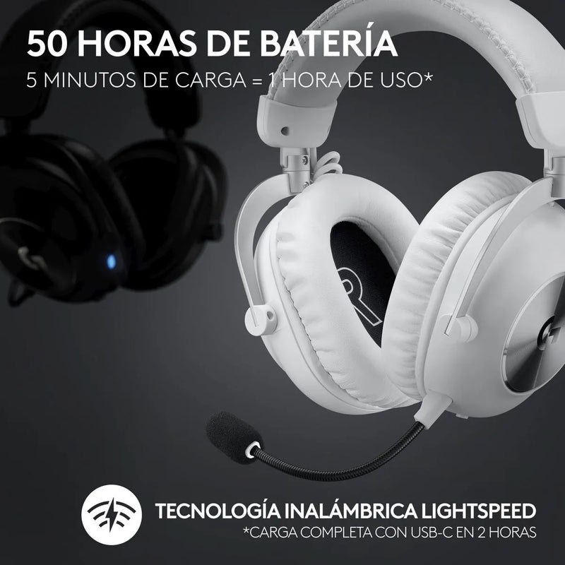 Diadema Gamer Logitech G Pro X 2 Wht, Lightspeed / Bluetooth Negro