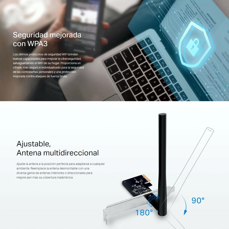 Tarjeta De Red Pci-e Wifi Dualband Ac600, Tp-link Archer T2e