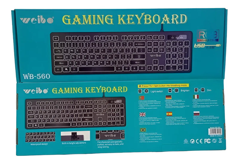 Teclado Gamer Usb Weibo Fc-560 Silencioso Con Luz Multimedia