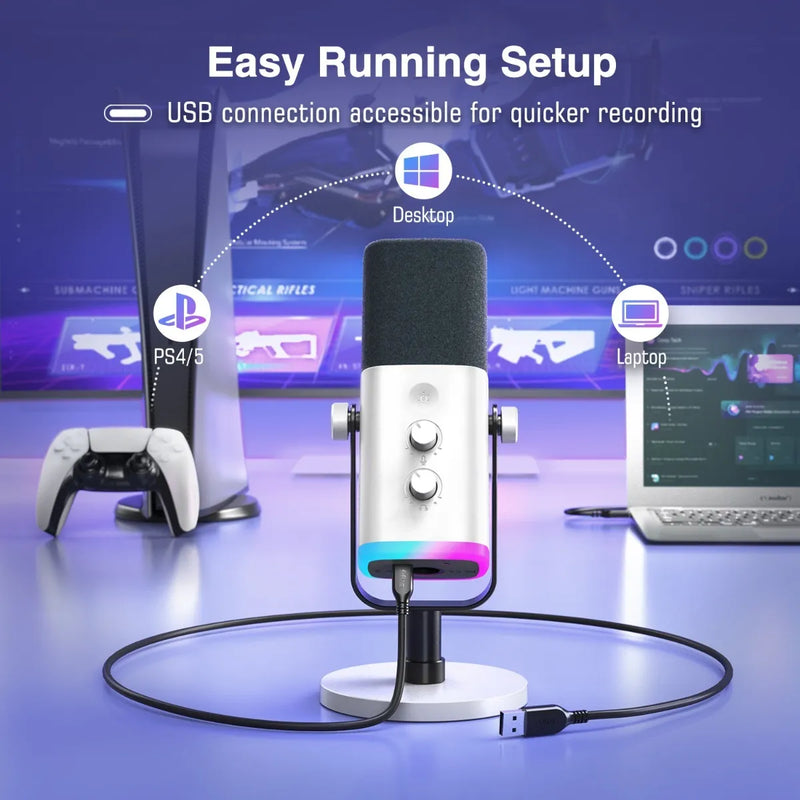 Micrófono Fifine XLR AM8 Dinámico Cardioide color blanco