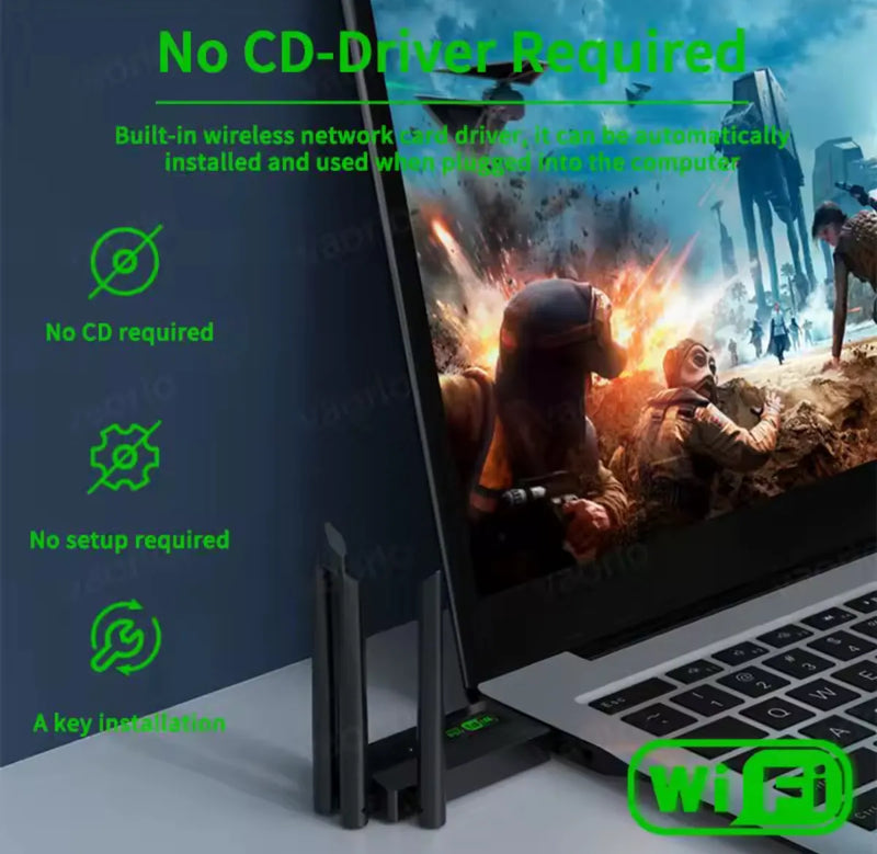 Usb Wifi 4 Antenas Dual Band 2.4g+5g Full Alcance