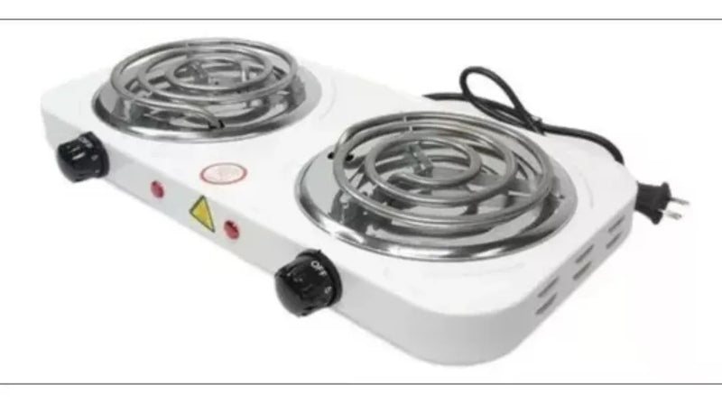 Estufa Eléctrica 2 Puestos 5 Niveles De Temperatura 2000w Co Blanco
