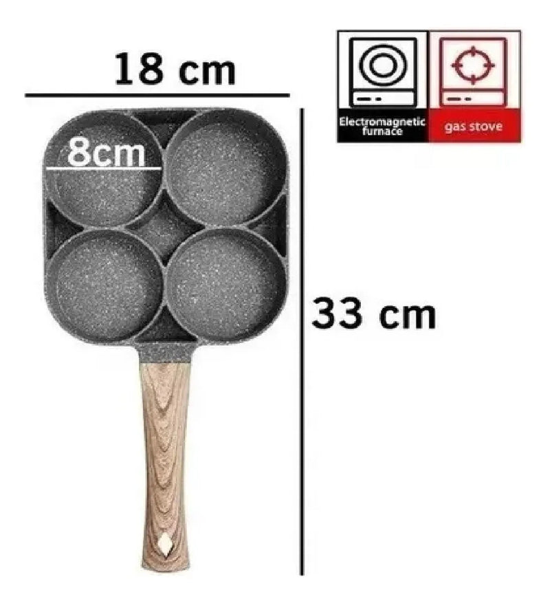 Sarten Antiadherente En Ceramica 4 Puestos En 1 Gris Oscuro