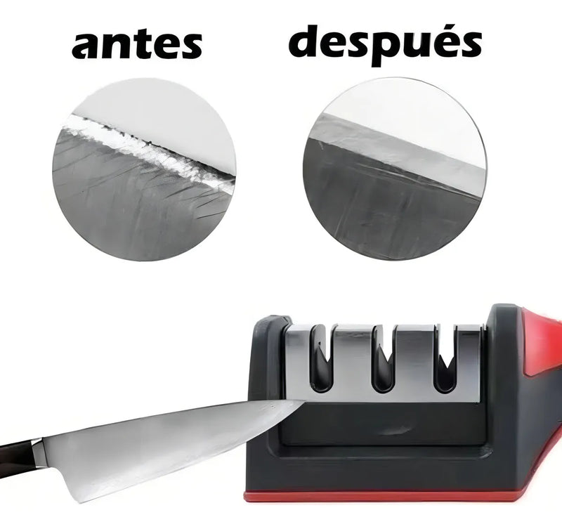 Afilador De Cuchillos Pro Multifuncional Ergonómico Cocina Color Negro