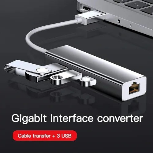 Adaptador De Red Usb 3.0 A Rj45 Ethernet + Hub 3.0 Multipuer