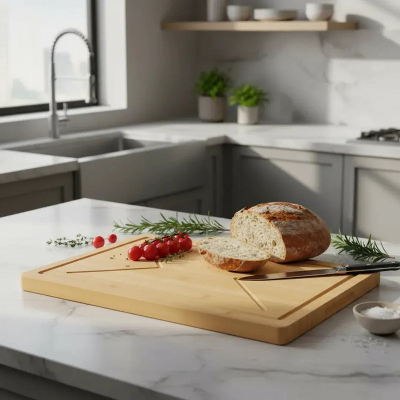 Tabla Bambú Picar Cortar Verduras Quesos Cocina 28x40 Rectangular Madera