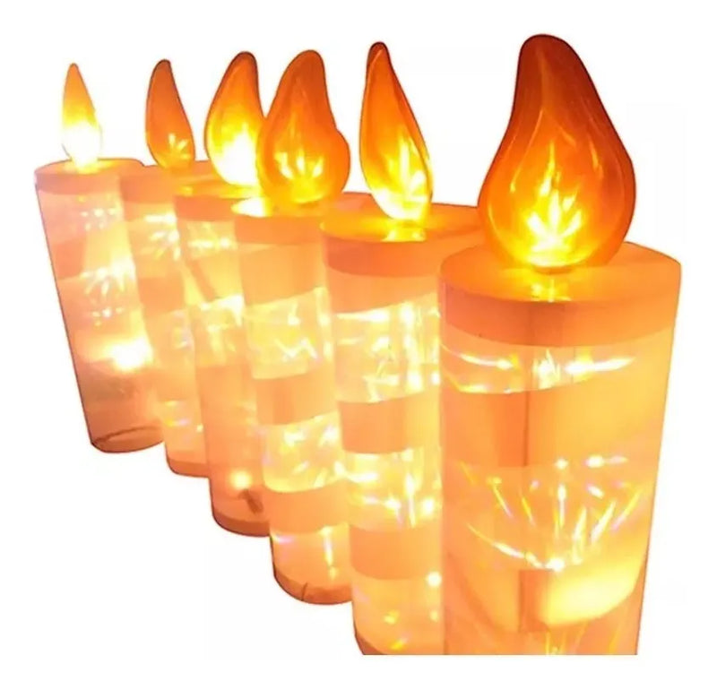 Velas Luces Led Navidad Decoración Hogar X 6 Unidades Rojas