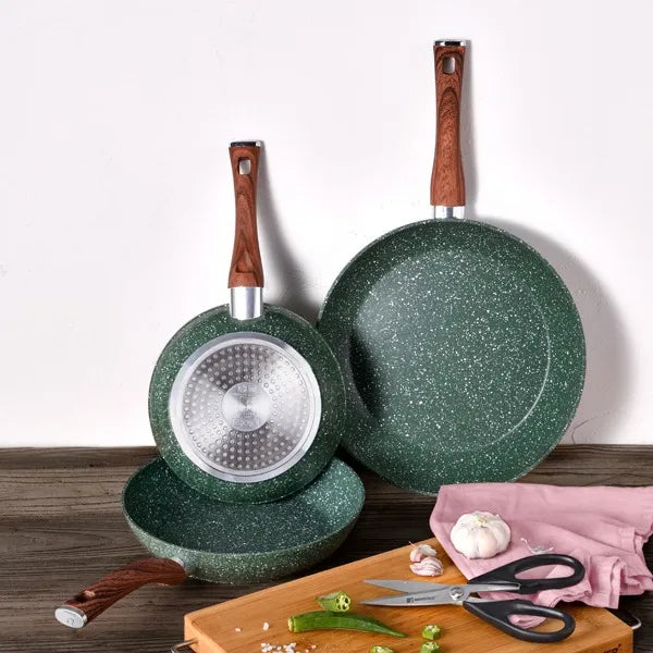 Set 3 Sartenes En Aluminio Forjado Vida Induccion (18/22/26) Color Verde Oscuro