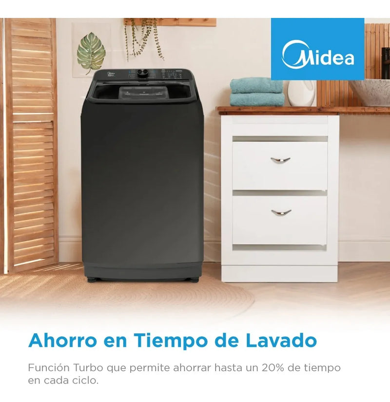 Lavadora Carga Superior 18 Kg Titanio Acero Inoxidable Midea Gris